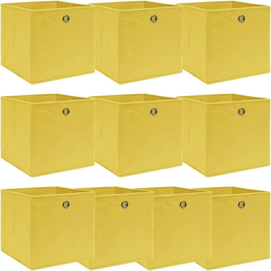 GENERIC Coffre De Rangement, Coffre De Rangement Pour Coussins D'extérieur, Coffres De Rangement D'extérieur Imperméables, 10 Pièces, Jaune, 32 X 32 X 32 Cm, Tissu