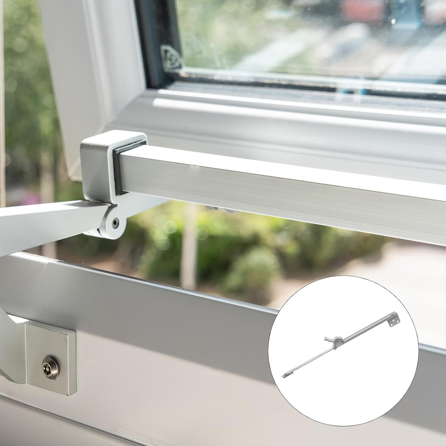 Gatuida Tige Télescopique Support Verrouillage Facile Argentée En Alliage D'aluminium Pour Fenêtre Pour Maison Et Bureau
