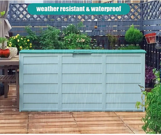 Grande Boîte De Pont En Plastique Avec Couvercle Rabattable, Boîte De Rangement Extérieure Étanche À La Poussière Et Résistante Aux UV, Jouets De Piscine, Outils De Jardin ( Couleur : Gray+brown )