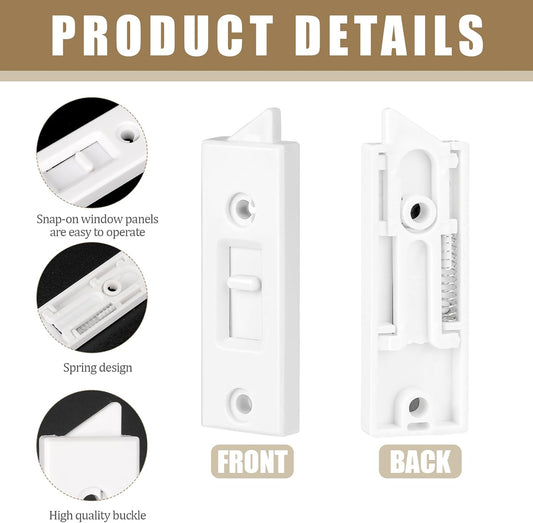 Window Latch 3x1 Inch Plastic Replacement Parts Spring Loaded Window Tilt Latch Latch Window Hardware Clip 2 Inch Hole Center Spacing (White, 2