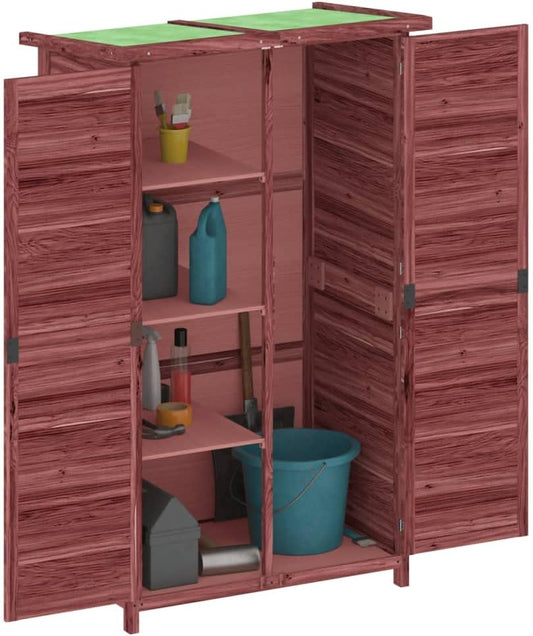 Abri à Outils Moka En Pin Massif 83 X 57 X 140 Cm Avec Toit Incliné Imperméable à La Pluie, Espace De Rangement Spacieux Pour Outils De Jardin Et Accessoires D'extérieur
