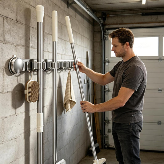 Générique Porte-Balai,Supports À Ventouse Antirouille Haute Résistance,Organisateur Mural Pour Serpillère Et Outils - Pour Dortoir Bureau Appartement Chambre Salon Salle De Bain