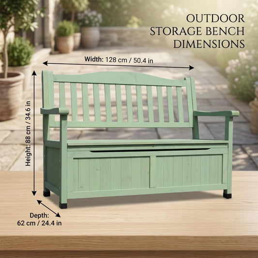 Banc De Rangement Extérieur En Bois D'Épicéa, Coffre De Jardin 2 Places Avec Dossier, Structure Renforcée, Pour Patio, Balcon, Terrasse, Résistant Aux Intempéries(Brown)