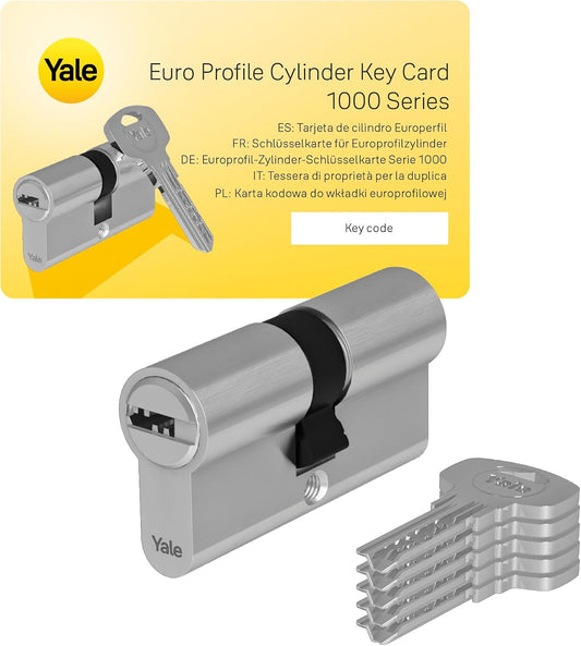 Yale Cylindre De Serrure Débrayable 30x40 Mm, 6 Goupilles - Porte Extérieure, Porte Intérieure, Porte D'Entrée - YC1000+ - 4 Clés Réversibles, Nickelé