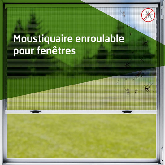 Amig - Moustiquaire Enroulable Pour Fenêtres | Aluminium Blanc Et Maille En Fibre De Verre Grise | Installation Facile | Protection Contre Les Insectes | 140 X 140 Cm | Durable Et Respirant
