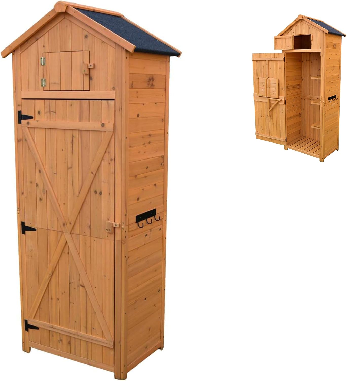 Relaxdays Armoire De Jardin, Bois, Toit étanche, 3 étagères, Table Pliante, H X L X P 180,5×75×50 Cm, Gris