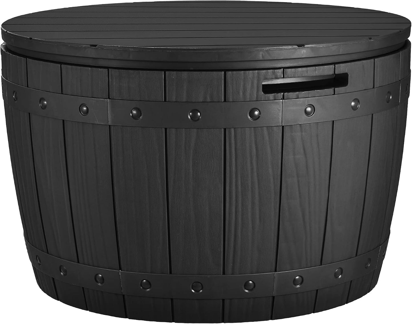 YITAHOME Coffre De Rangement Ronde De 127L, Boîte De Rangement Extérieure Pour Coussin De Table De Patio, Accessoires De Piscine, Résine Imperméable Et Montage Facile Léger, Marron Clair