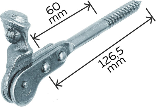 Alberts 307127 Shepherdess Head Shutter Stop | For Screwing Or Sealing | Zinc Plated | 126.5 Mm