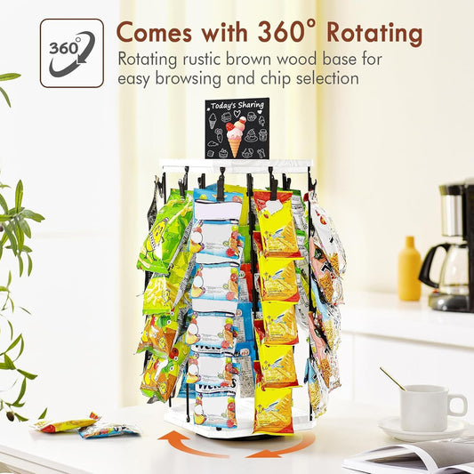 Générique Présentoir à Snacks - Support À Chips Organisateur Avec Porte-Étiquettes - Panneau D'Affichage Et Rangement Alimentaire Pour Organisation De Garde-Manger