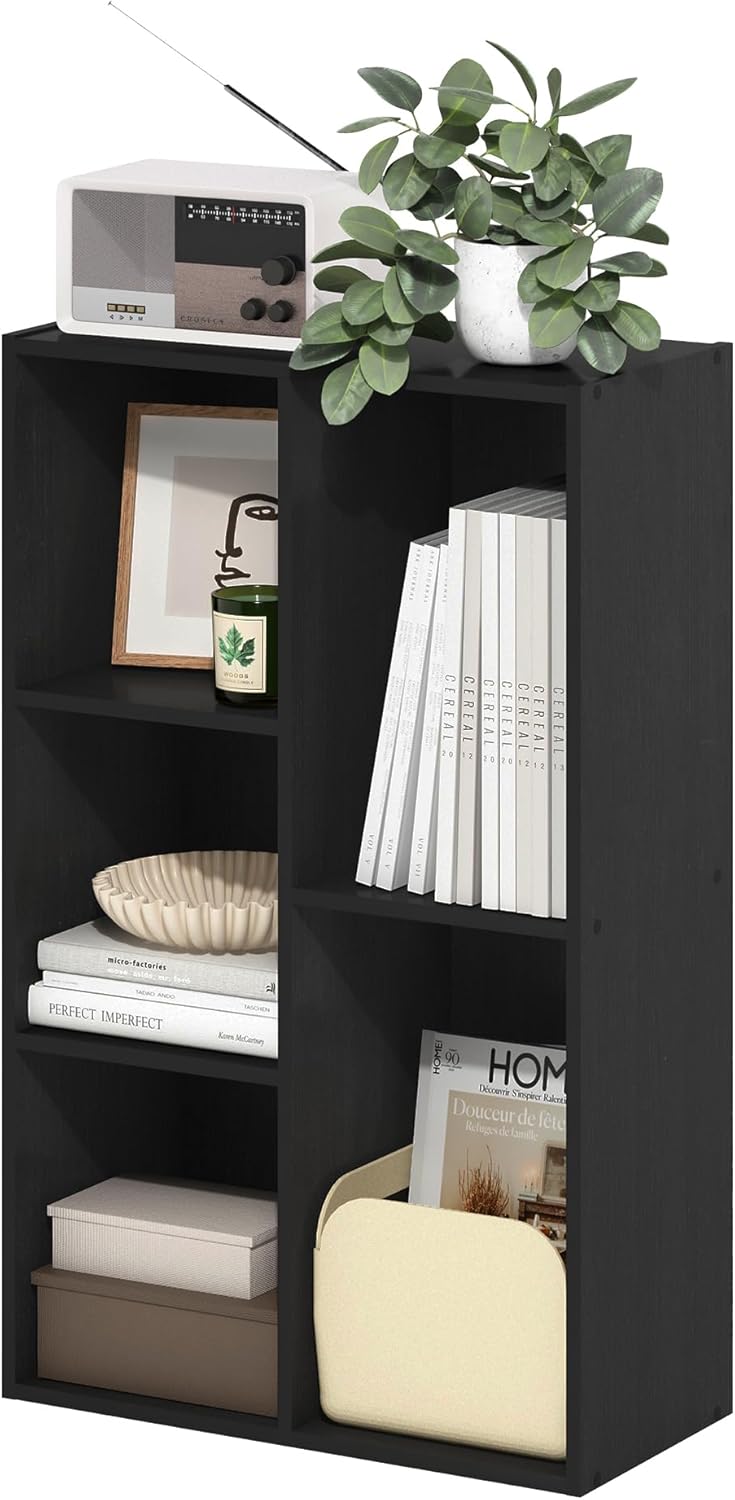 Furinno Luder Bibliothèque Etagère De Rangement Ouverte à 5 Cubes, Blanc/Bleu Clair