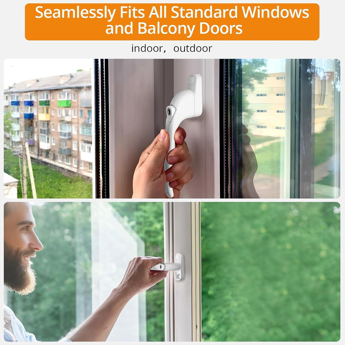 Neoteck Pack Of 10 Universal Lockable Window Handles With Double Glazing, Suitable For All Windows And Balcony Doors, Rod Length 10 Mm, 15 Mm, 30 Mm, 43 Mm, 55 Mm