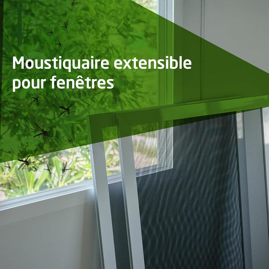 Amig - Moustiquaire Extensible Pour Fenêtres | Installation Sans Outils | S’adapte Dans L’emplacement Du Volet | 100 X 70 Cm | Ajustable Jusqu’à 190 Cm | Aluminium Blanc Et Maille En Fibre De Verre