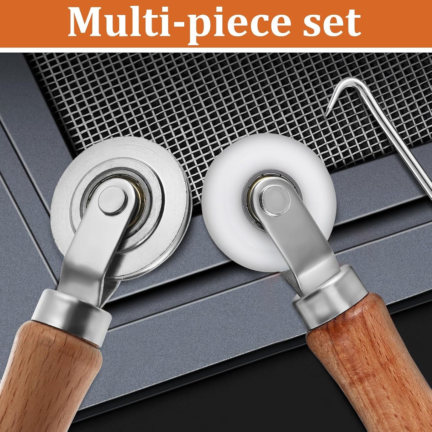 Artibetter Kit De Réparation Pour Moustiquaire Rouleau Ergonomique En Bois Et Métal, Outil à Rouleau Vert Pour Écrans De Porte Et Fenêtre, Accessoire Pratique Pour Boîte à Outils Maison