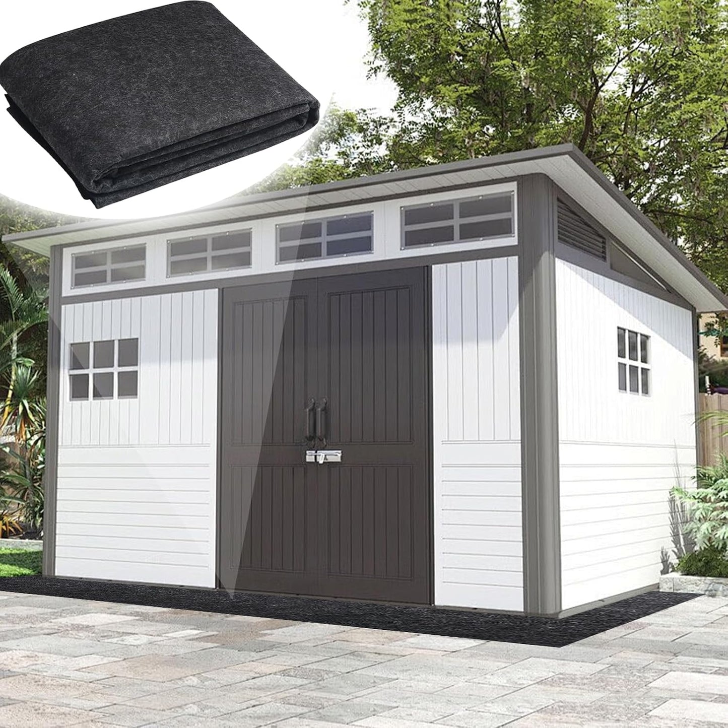 Tapis De Sol Pour Abri De Jardin En Feutre Noir, Imperméable, Résistant à La Poussière, Lavable, épais Et Doux, Antidérapant, Protège Le Sol Des Abris De L'usure, Du Liquide, De La Poussière, De
