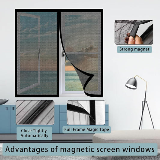 Mosquito Net Window 117 X 165 Cm Adjustable Mosquito Net With Powerful Magnets Automatic Closing For Most Types Of Windows, Black