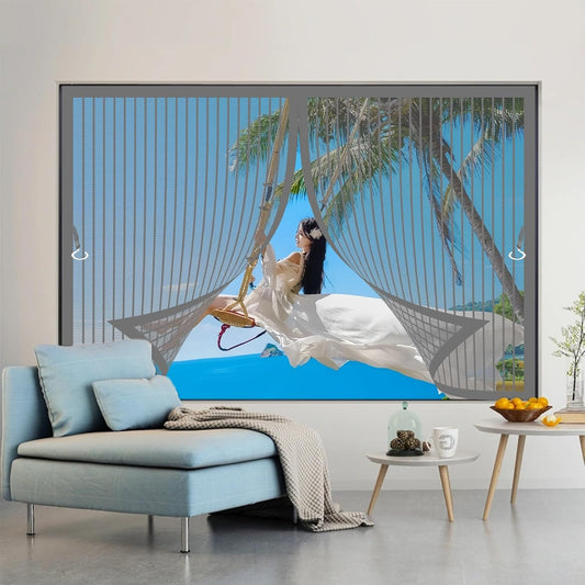 Magnetic Mosquito Net Window 100 X 110 Cm Top And Bottom Magnetic Seal With Automatic Closure Magnetic Window Mosquito Net For Windows Of Various Types, Grey