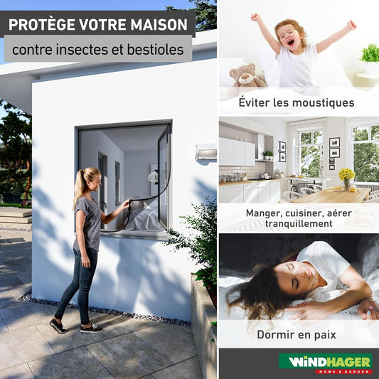 Windhager 03389 Magnetic Window Mosquito Net 100 X 120 Cm No Drilling Magnetic Mosquito And Insect Protection For Windows Easy Installation Anthracite