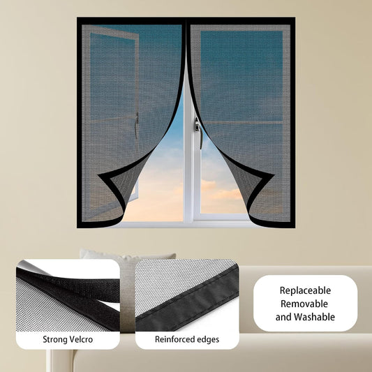 Mosquito Nets For Windows, 65 X 126 Cm, Made To Measure To Prevent Insects From Entering For Windows Doors, Black