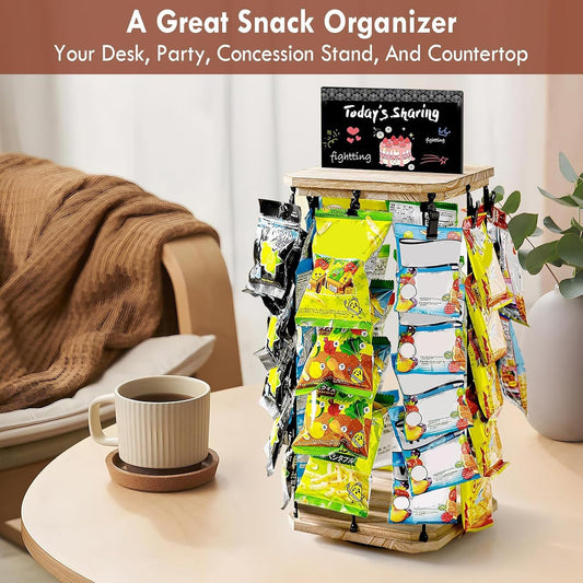 Générique Support D'affichage à Rack De Puces, Support De Puce/bonbons/rack De Snack, Cintre D'organisateur De Stockage De Base En Bois Avec Babillard, Rangement Alimentaire D'affichage De Bonbons