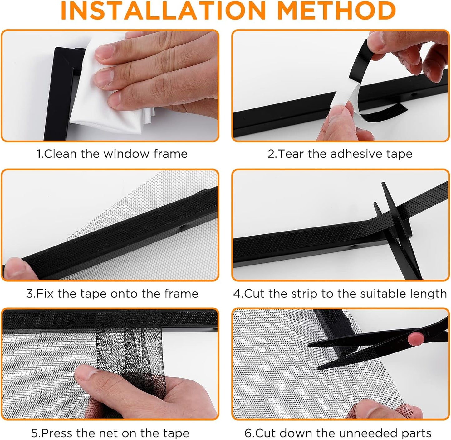 AiQInu Set Of 4 Universal Anti-Mosquito Window Insect Screen With Adhesive Tape - Fine Mesh - No Drilling Required