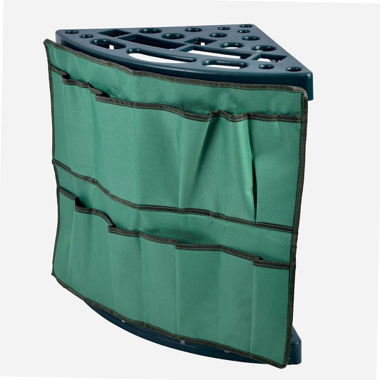 WERKA PRO Range Outils De Jardin D'Angle Avec Housse - Polypropylène - 8 Poches De Rangement - Fixation Murale - Dimensions 43 X 43 X 59 Cm - Couleur Verte
