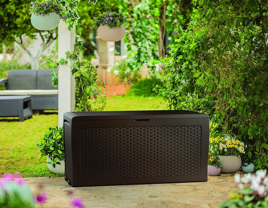 Keter Coffre Samoa 270L, Finition Effet Bois, Marron, 116,7 X 44,7 X 57 Cm