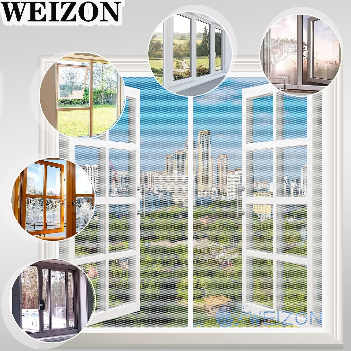 Magnetic Mosquito Net With White Window, 105 X 105 Cm, Customisable Magnetic Door Mosquito Net Without Drilling Keeps Fresh Air Indoors And Insects Outdoor