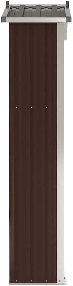 Abri De Jardin Marron 116x45x175 Cm En Acier Galvanisé Pour Rangement Extérieur D'outils Et Mobilier De Jardin, Avec étagères Et Aérations