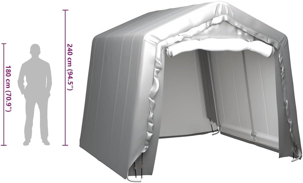  Tente De Rangement 300x300 Cm En Acier Gris, Abri De Jardin En PE Imperméable Avec Structure Acier Galvanisé, Remise Extérieure 3x3 Pour équipements Et événements