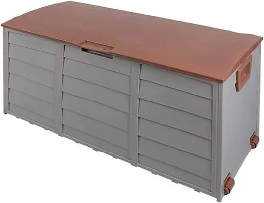  Grande Boîte De Pont En Plastique Avec Couvercle Rabattable, Boîte De Rangement Extérieure Étanche À La Poussière Et Résistante Aux UV, Jouets De Piscine, Outils De Jardin ( Couleur : Gray+brown )