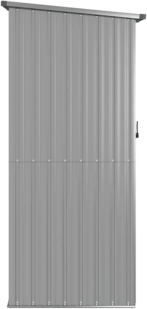  Abri De Jardin Gris 118,5x97x209,5 Cm En Acier Galvanisé, Abri De Rangement Extérieur Avec Toit En Pente Et Porte Verrouillable Pour Outils