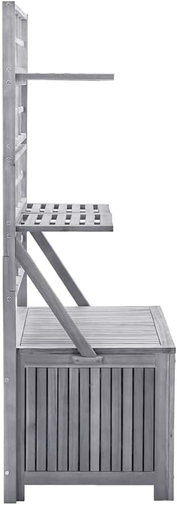  Coffre De Rangement Avec Treillis En Bois D'acacia Massif - 99 X 55 X 160 Cm - Résistant Aux Intempéries - Avec 4 étagères Réglables - Pour Balcon, Terrasse, Extérieur