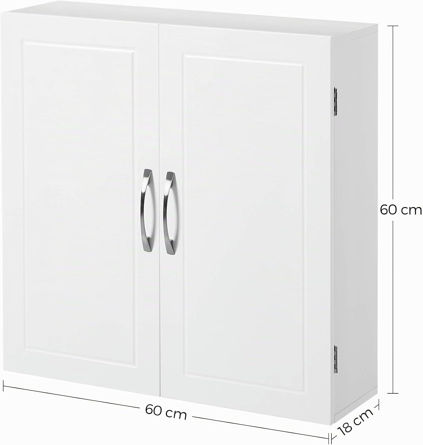  VASAGLE Armoire Murale Pour Salle De Bain, Placard De Rangement Mural Pour Salle De Bain, 18 X 60 X 60 Cm, Armoire à Pharmacie Avec Étagères Réglables, Blanc Nuage BBC320W01