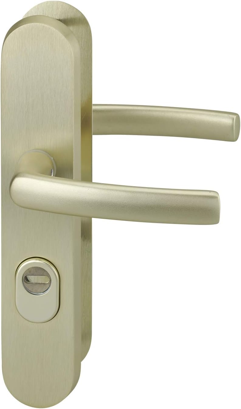  THIRARD - Ensemble De Poignées De Sécurité Pour Porte D'Entrée - Béquille Double - Aluminium Massif - Design Élégant Et Pratique - Entr'Axe De Fixation 216 Mm - Finition Inox - Carré 7 Mm - Gris