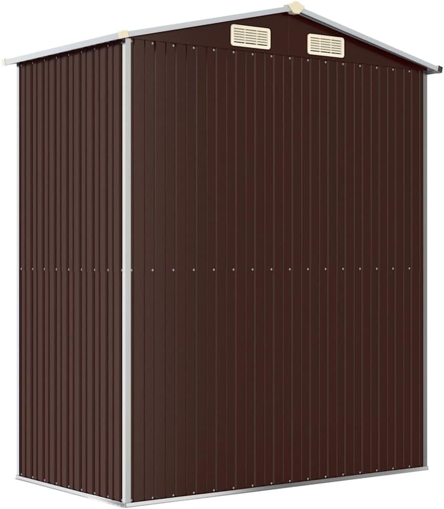  Abri De Jardin Marron Foncé 192x108x223 Cm En Acier Galvanisé, Rangement Extérieur Spacieux Pour Outils De Jardin, équipement De Piscine Et Accessoires, Avec Porte Coulissante