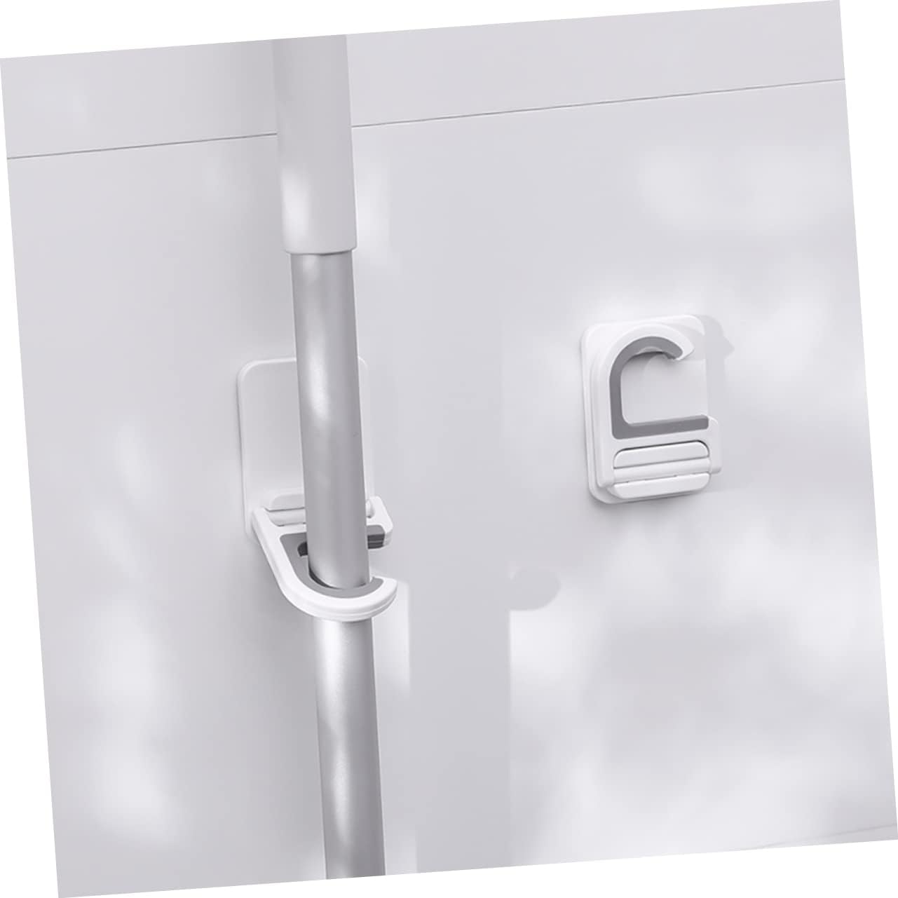  Angoily 9 Pieces Hook For Wall Mop Holder White Wall Clip Silica Gel No Punching