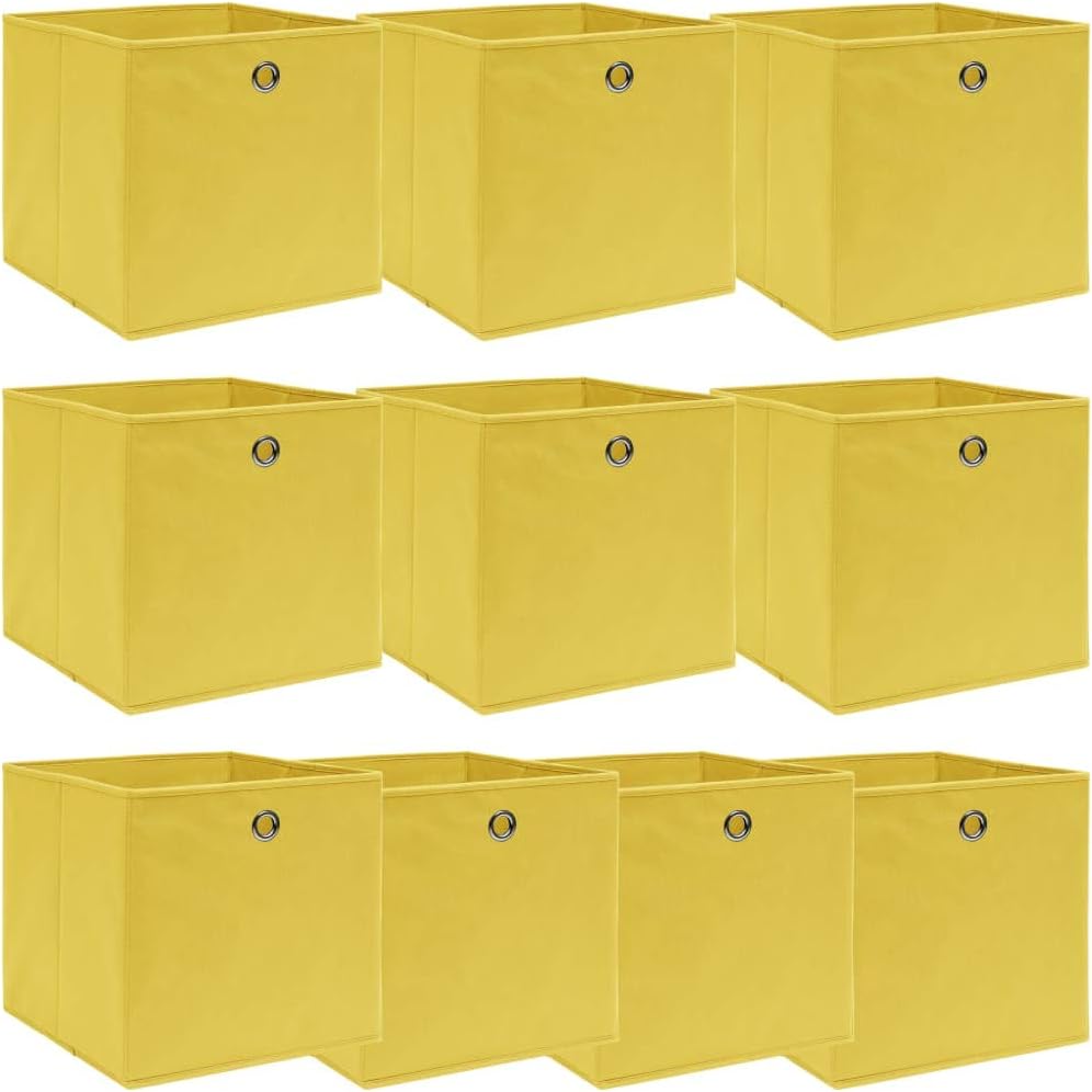 GENERIC Coffre De Rangement, Coffre De Rangement Pour Coussins D'extérieur, Coffres De Rangement D'extérieur Imperméables, 10 Pièces, Jaune, 32 X 32 X 32 Cm, Tissu