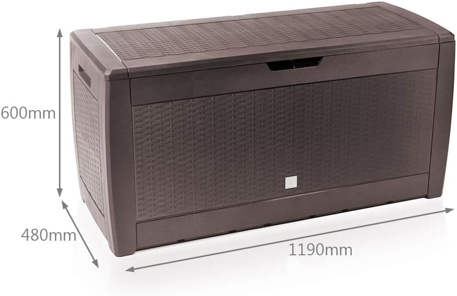  Vounot® Coffre De Rangement Exterieur 310L En PP 119 X 48 X 60 CM Fabriqué En Europe Style Polyrotin Marron