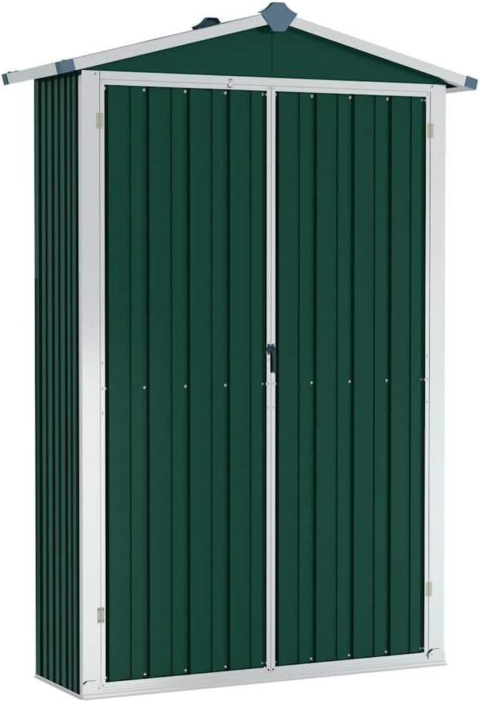  Abri De Jardin Marron 116x45x175 Cm En Acier Galvanisé Pour Rangement Extérieur D'outils Et Mobilier De Jardin, Avec étagères Et Aérations