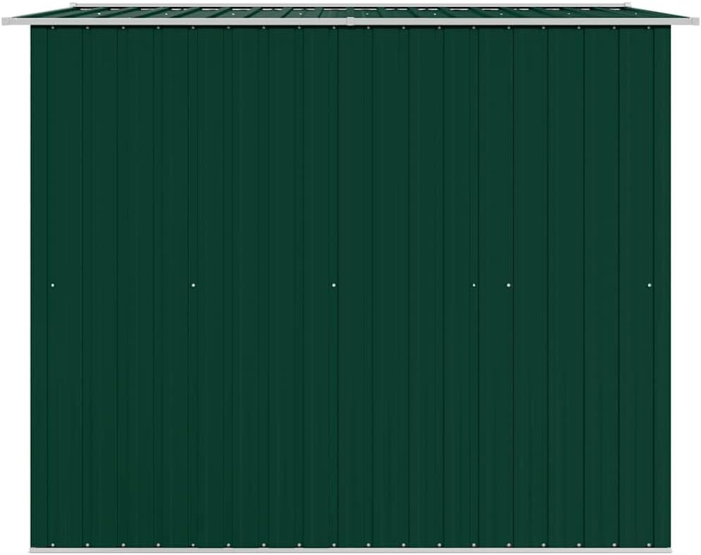  Abri De Stockage Jardin En Métal Vert 257 X 205 X 178 Cm Avec Double Porte Coulissante, Ventilation Optimale, Cadre Acier Galvanisé, Espace Rangement Outils Et Matériel Extérieur