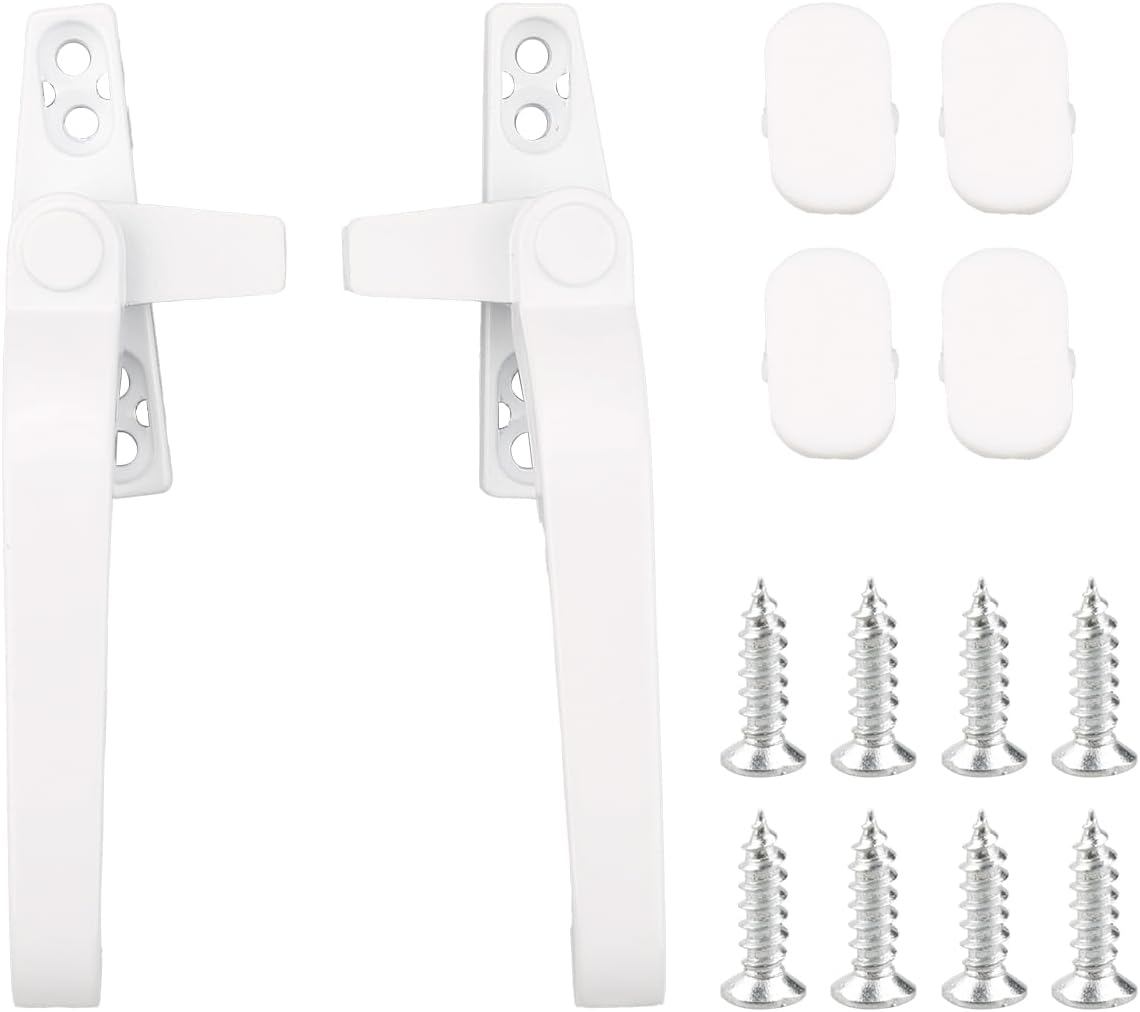  GLADFRESIT Lot De 2 Poignées De Fenêtre De Rechange Universelles à Double Vitrage Avec Vis De Fixation, Kit De Quincaillerie à Battant En Alliage De Zinc Pour Droitier/gauche