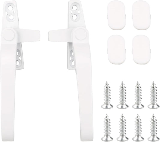  GLADFRESIT Lot De 2 Poignées De Fenêtre De Rechange Universelles à Double Vitrage Avec Vis De Fixation, Kit De Quincaillerie à Battant En Alliage De Zinc Pour Droitier/gauche