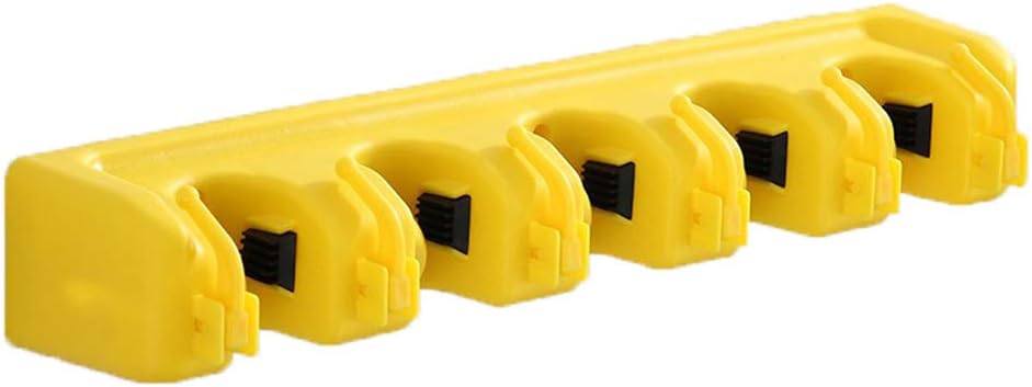  Mop Holder Wall Mounted Mop Holder Broom Garden Tools Storage Hooks Garage Storage 5 Position And 6 Hooks For Home Kitchen Garden (White, 5 Positions)