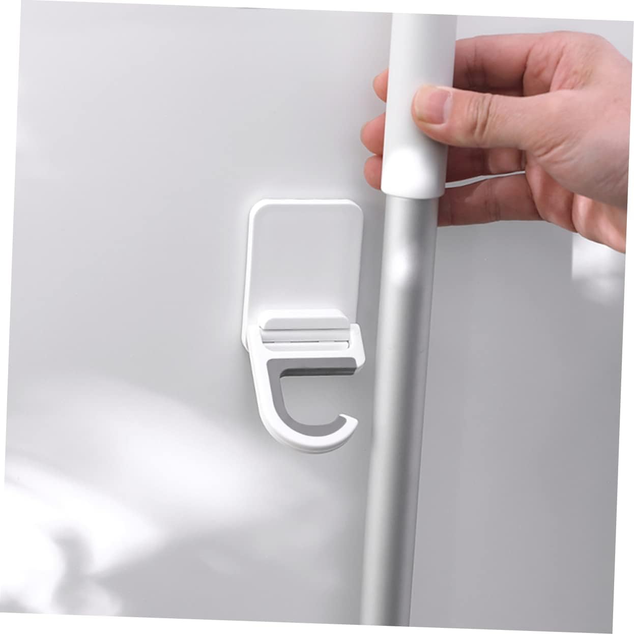  Angoily 9 Pieces Hook For Wall Mop Holder White Wall Clip Silica Gel No Punching