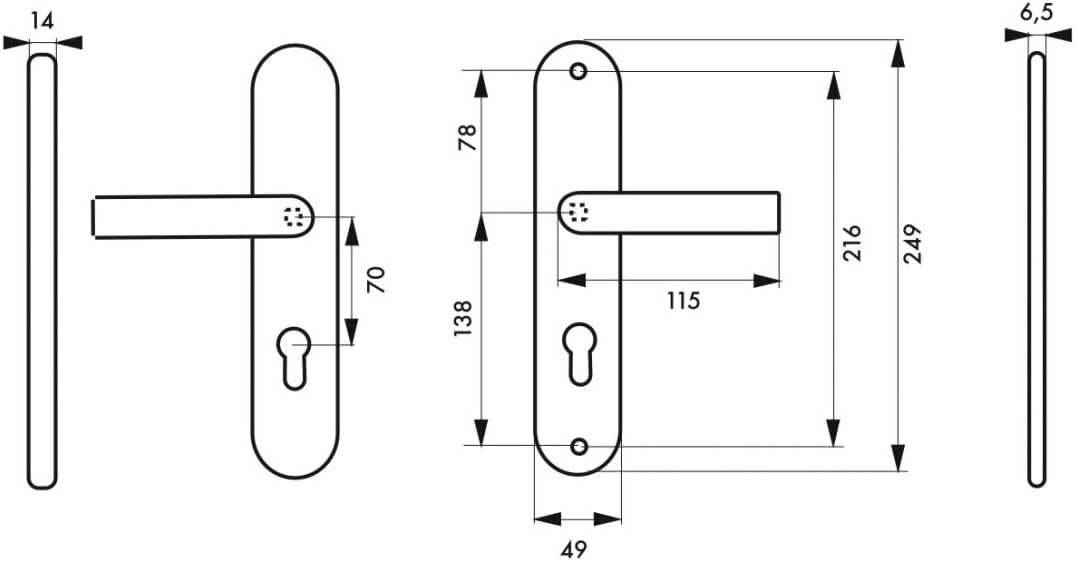  THIRARD - Ensemble De Poignées De Sécurité Pour Porte D'Entrée - Béquille Double - Aluminium Massif - Design Élégant Et Pratique - Entr'Axe De Fixation 216 Mm - Finition Inox - Carré 7 Mm - Gris