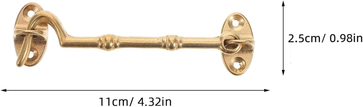  Angoily Lot De 2 Set De Loquets à Crochet En Laiton Épais 10,5 Cm, Verrou Robuste Pour Portes Et Fenêtres Intérieures, Anti-vent, Pour Remplacement Et Protection Les Courants D’air,