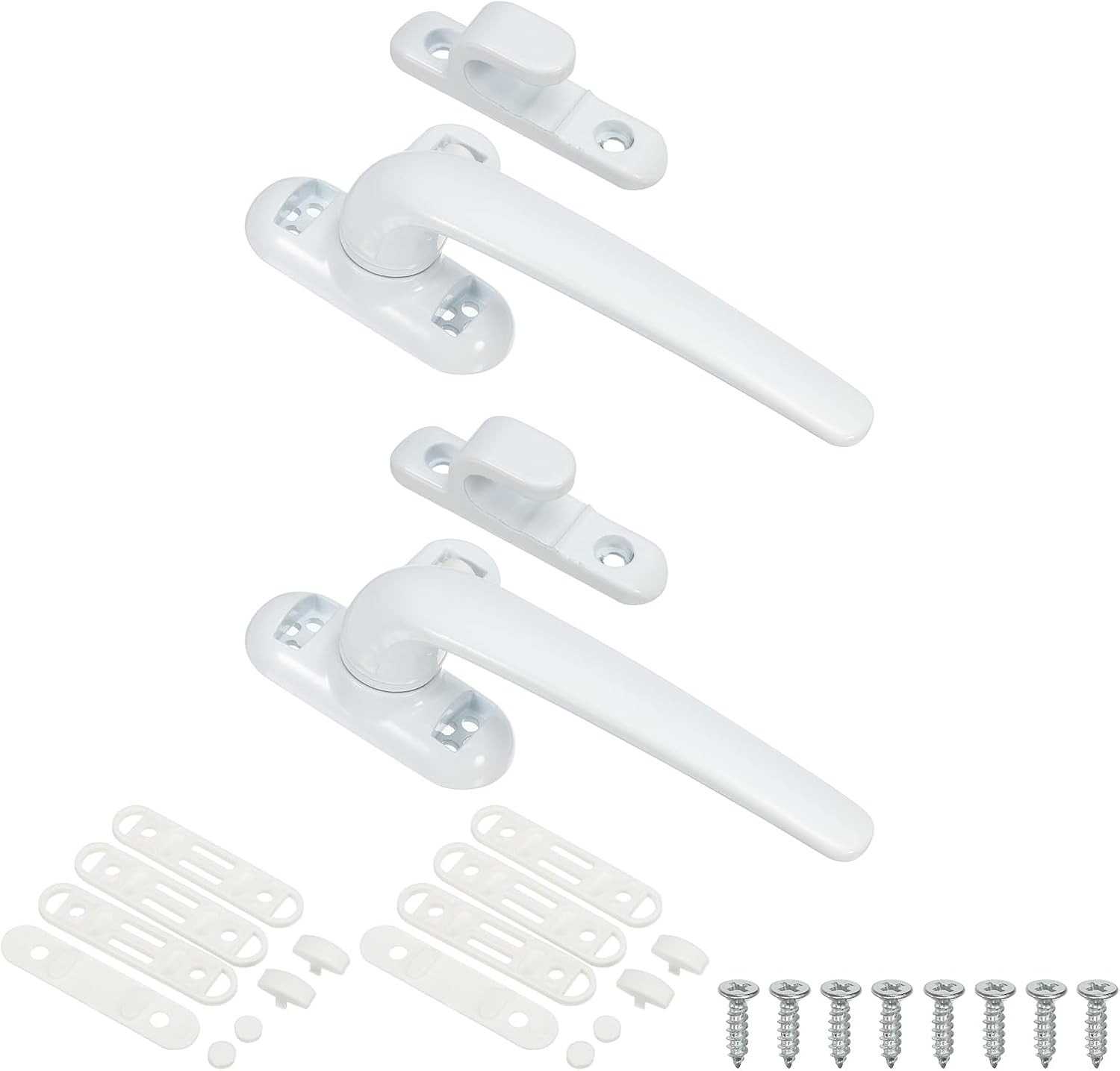  PATIKIL Poignée De Fenêtre En Alliage D'aluminium, 2 Paquets Serrure De Fenêtre à Battant Interne Et Externe Poignées De Fenêtre Coulissante Pour Fenêtres, Blanc (Main Gauche)