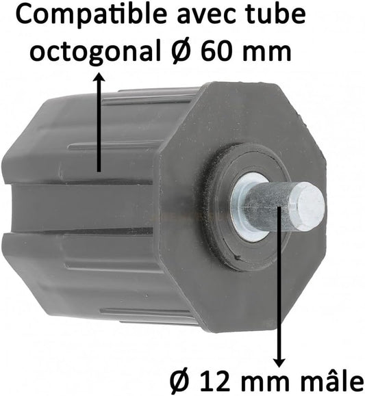  Cyclingcolors Embout De Tube De Volet Roulant Octogonal Fenêtre Sortie Plastique, Pour Tube Octogonal De 60 Mm Sortie Ø 12 Mm Mâle (Lot De 2)