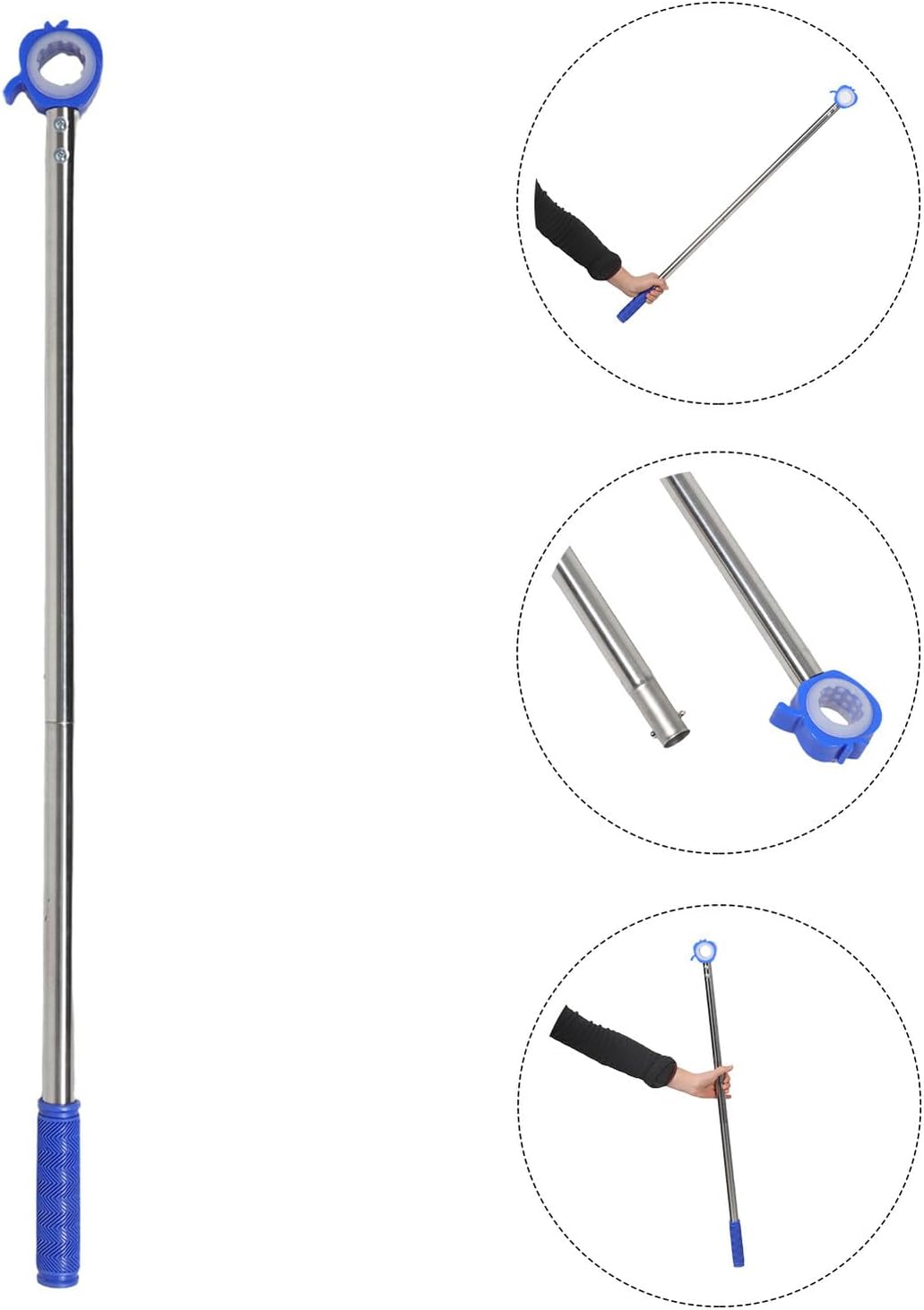  Angoily Perche D'ouverture De Fenêtre Télescopique 81 Cm Bleu, Dispositif D'ouverture Pour Puits De Lumière, Outil D'assistance Polyvalent Pour Fenêtres Hautes En Intérieur Et Extérieur,