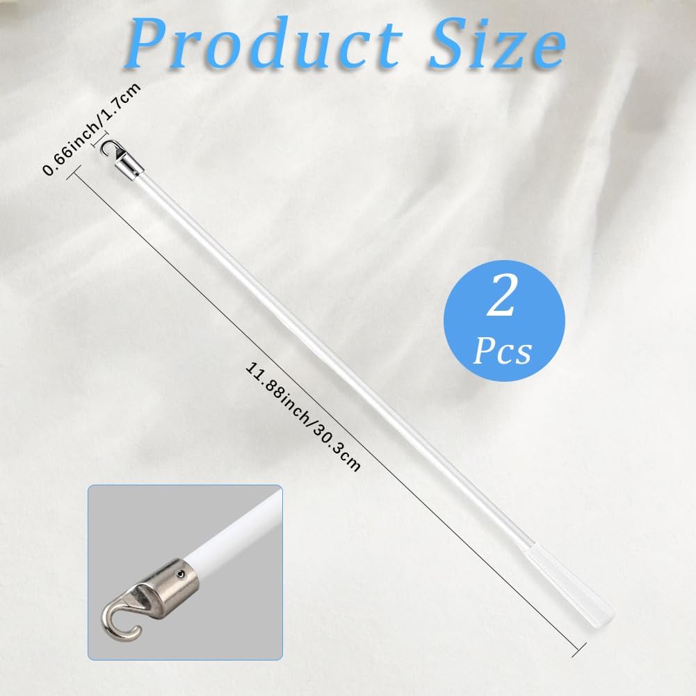  CREATCABIN Lot De 2 Baguettes De Rechange Pour Stores Vénitiens De 30,5 Cm Avec Crochet Pour Fenêtre Vénitienne, Tige Blanche Avec Poignée Pour Réparer Les Pièces Manquantes Du Volet De Fenêtre